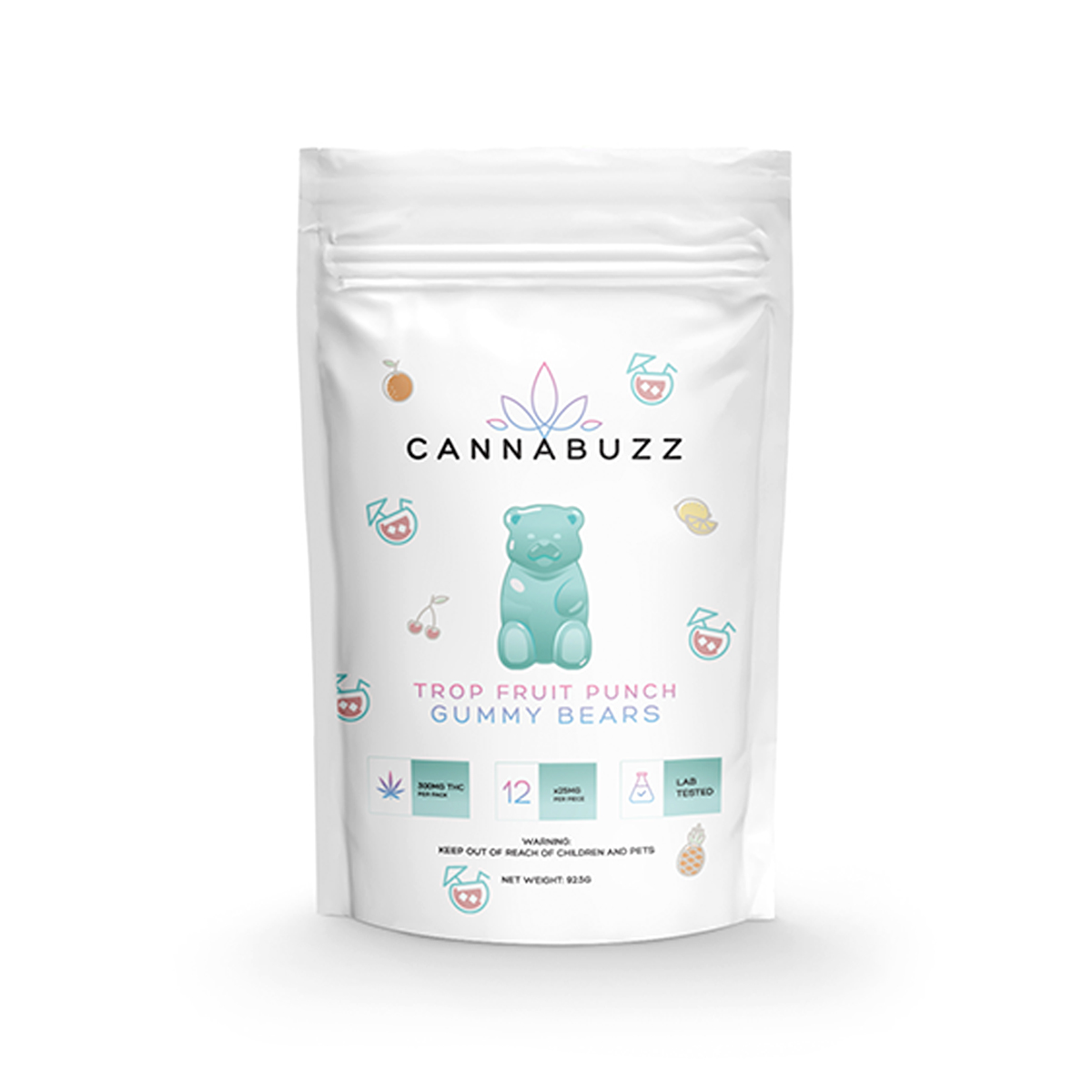 Tropical Fruit Punch 300MG Gummy Bears By CannaBuzz