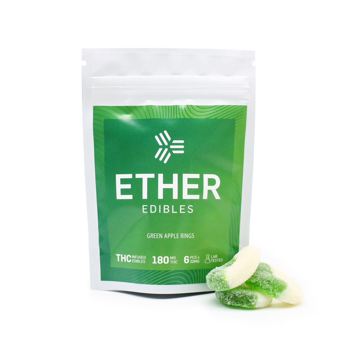 Buy Ether Edibles Green Apple Rings 180mg Online