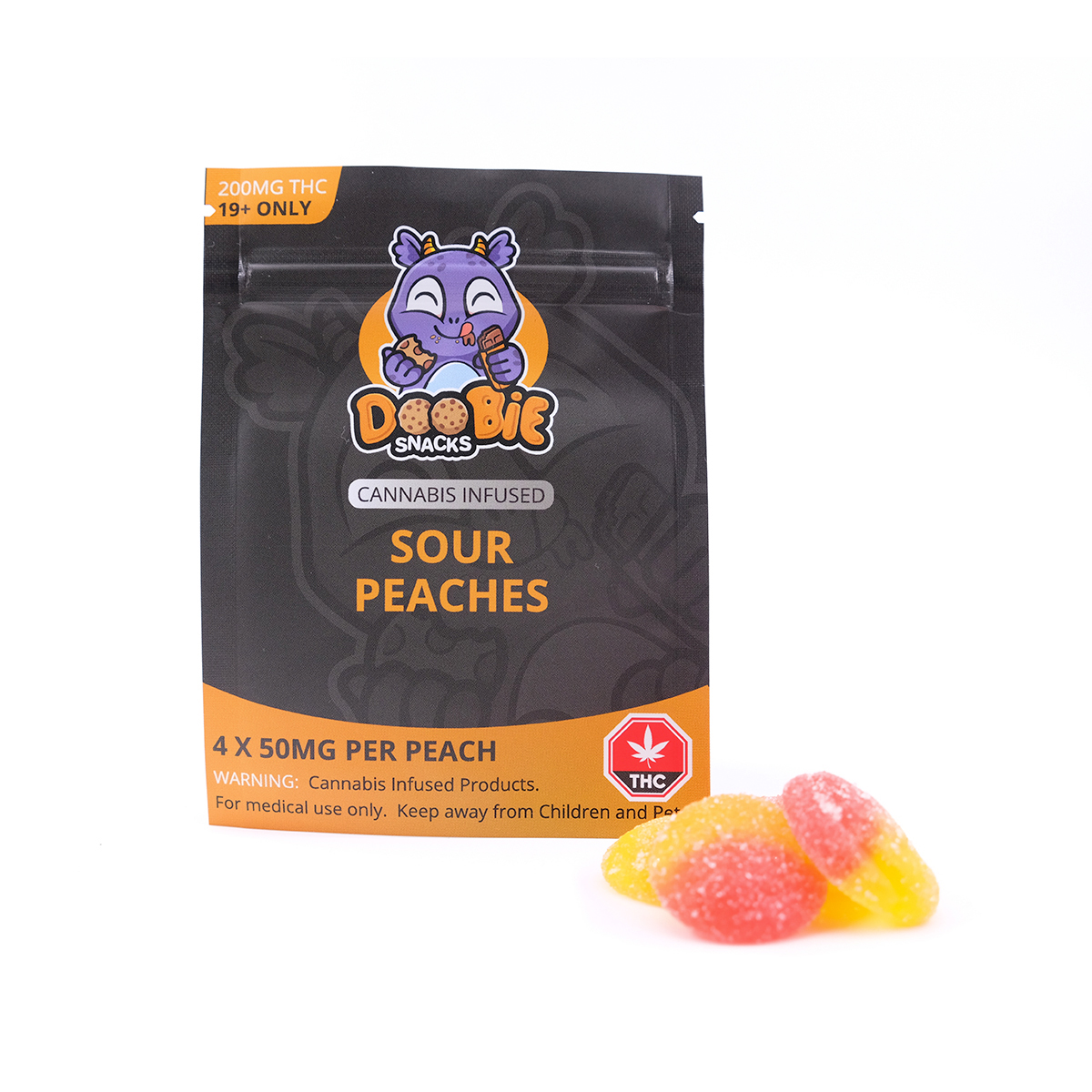 Buy Doobie Snacks Peach Slices 200mg THC Gummies