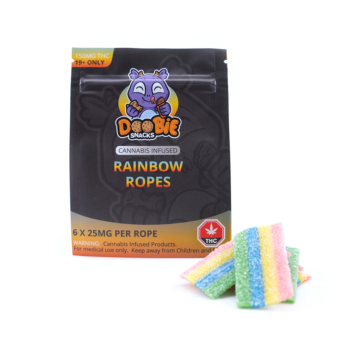 Buy Doobie Snacks Rainbow Ropes 150mg THC
