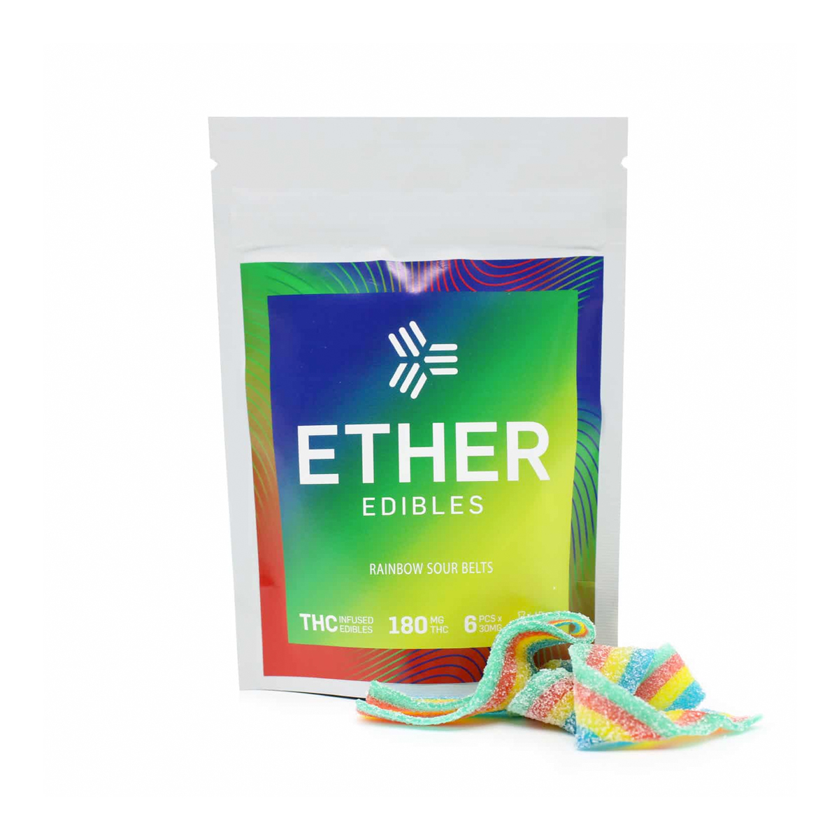 Buy Ether Edibles Rainbow Sour Belts - 180mg Online