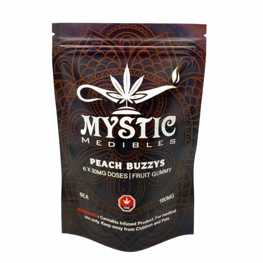 Buy Mystic Medibles - Peach Buzzys 180mg ONline