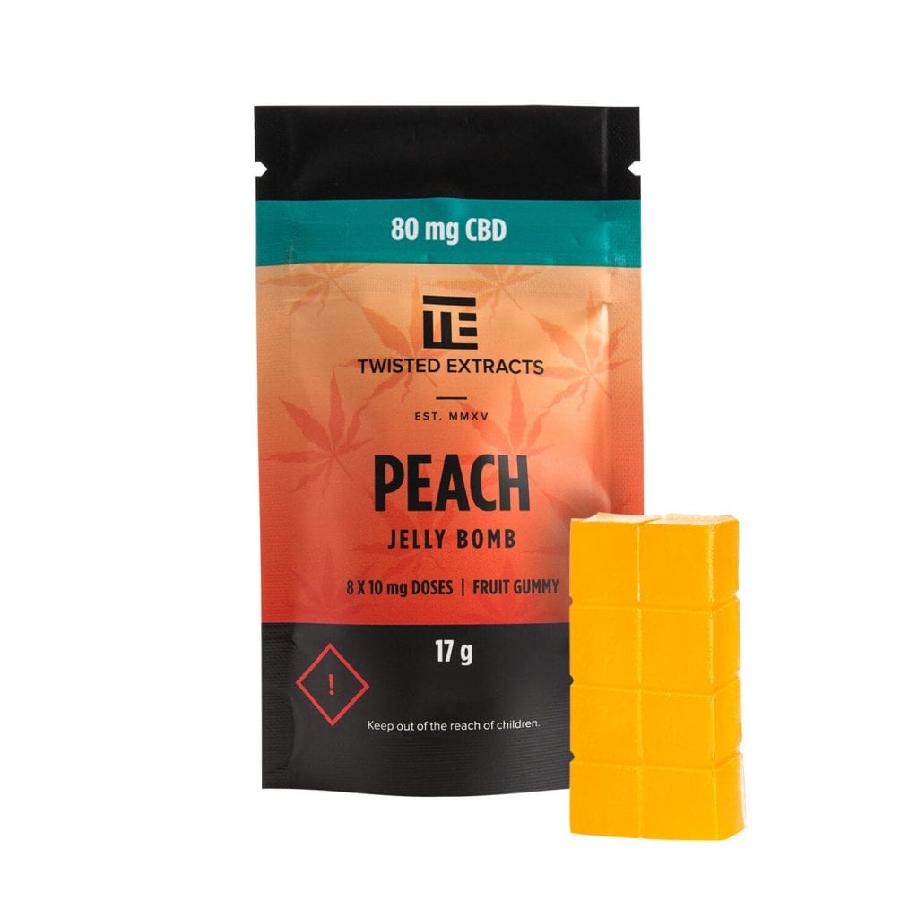 Twisted Extracts Jelly Bomb Peach- 80mg CBD | Buy Edibles Online | Dispensary Near Me