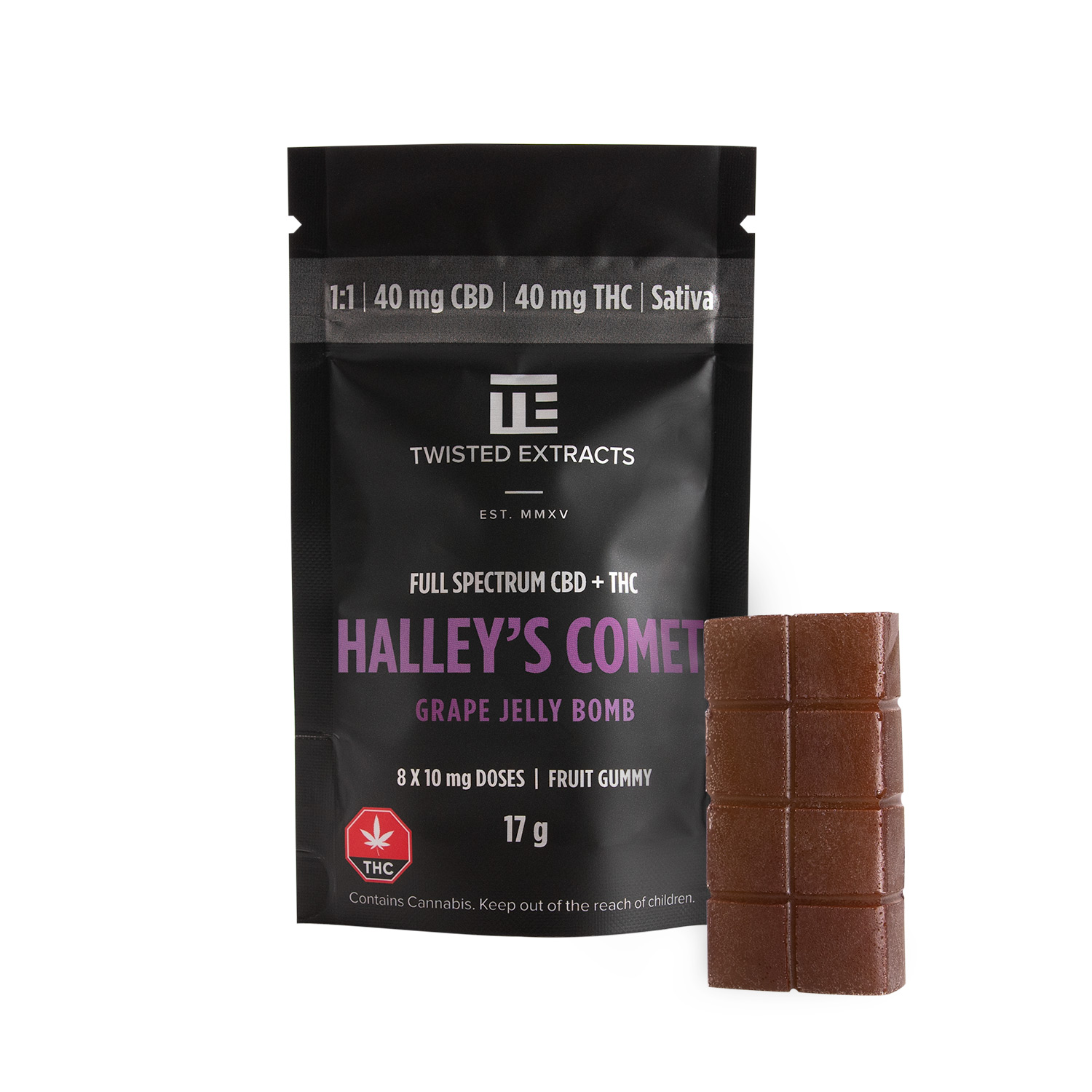 Twisted Extracts Halley's Comet 1:1 Jelly Bomb Grape - 40mg THC + 40mg CBD | Buy Edibles Online | Dispensary Near Me
