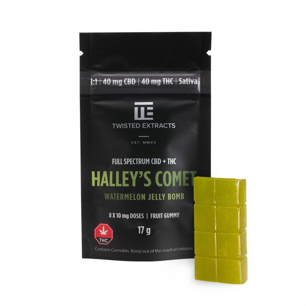 Twisted Extracts Halley's Comet 1:1 Jelly Bomb Watermelon - 40mg THC + 40mg CBD | Buy Edibles Online | Dispensary Near Me