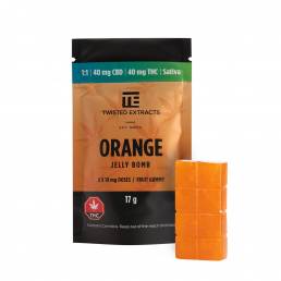 Twisted Extracts 1:1 Jelly Bomb Orange - 40mg THC + 40mg CBD | Buy Edibles Online | Dispensary Near Me