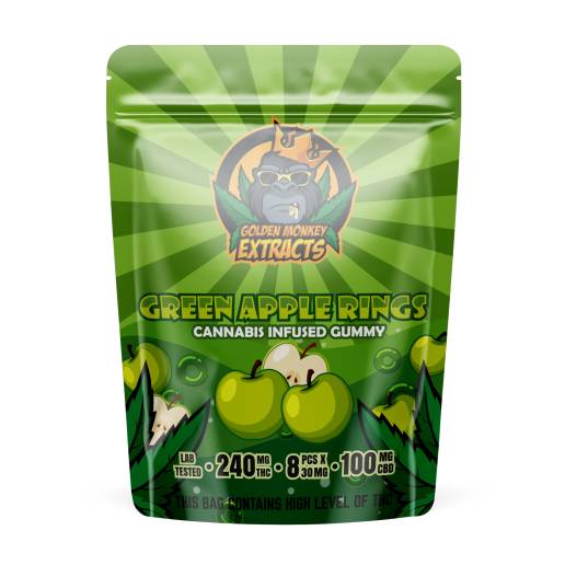 Golden Monkey Extracts - Green Apple Rings - 240mg THC + 100mg CBD |Buy Edibles Online | Dispensary Near Me