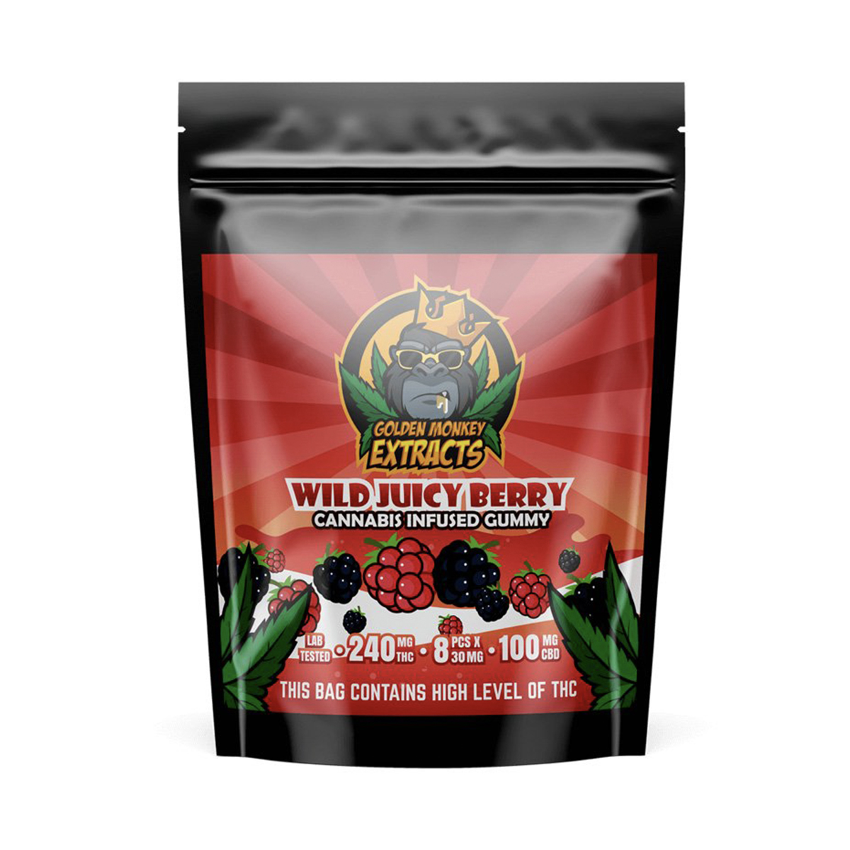 Golden Monkey Extracts - Wild Juicy Berry - 240mg THC + 100mg CBD | Buy Edibles Online| Dispensary Near Me